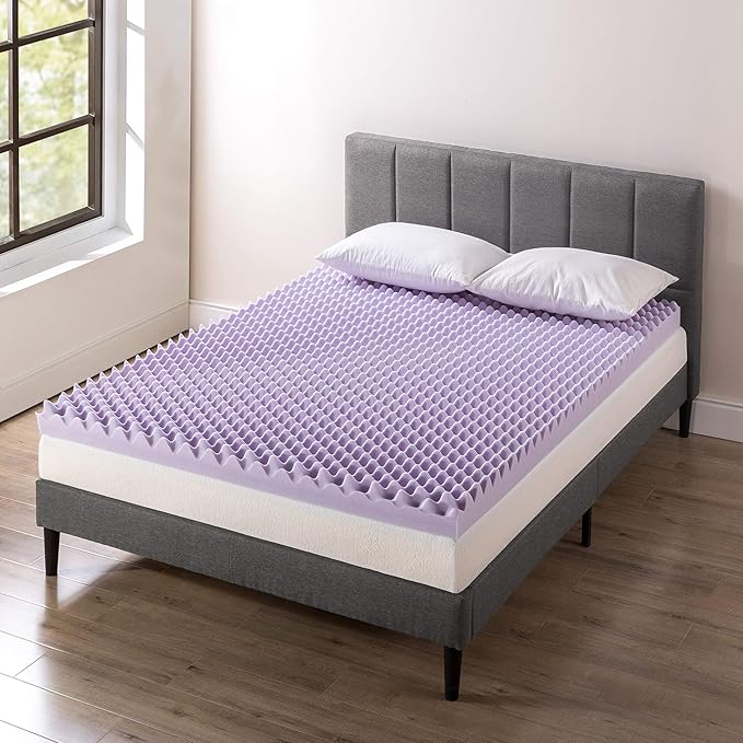 Best Price Mattress 4 Inch Egg Crate Memory Foam Mattress Topper with Soothing Lavender Infusion, CertiPUR-US Certified, Dorm Essentials, Twin