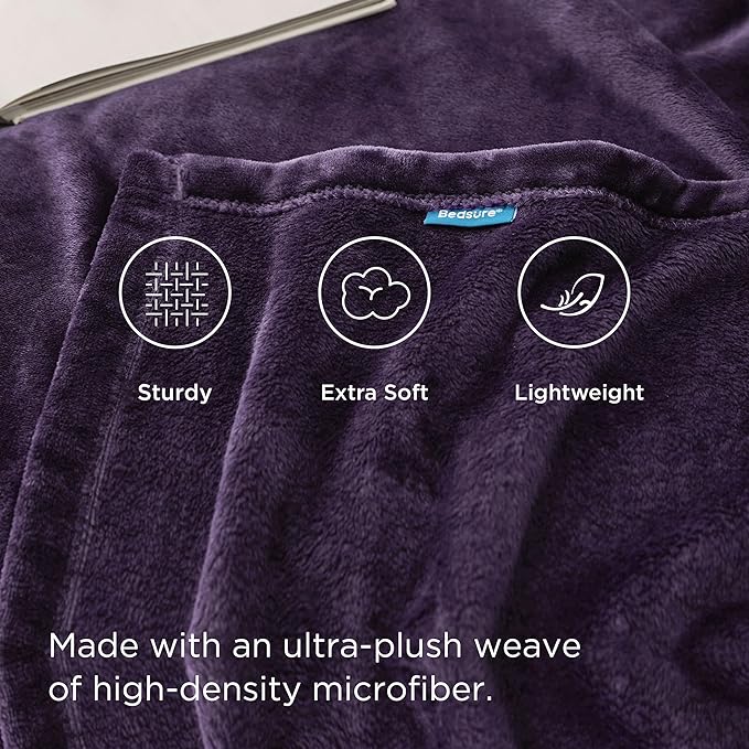 Bedsure GentleSoft Fleece Blanket Twin Size Purple - Image 3