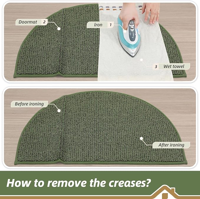 BEQHAUSE Dirt Trapper Door Mat 24" x 36" Half Circle Non Slip Rugs, Absorbent - Image 9