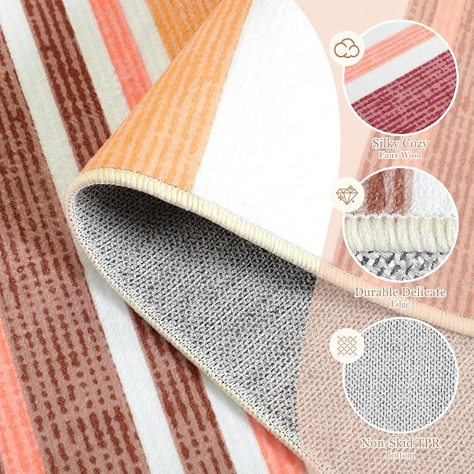 Area Rug 4x6 Red Rug Washable Rugs Non Slip Low Pile Small Carpet - Image 6