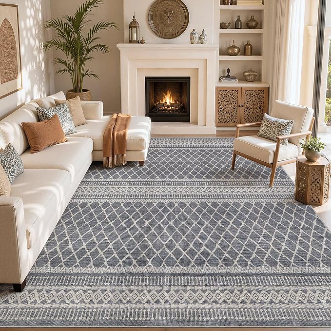 cotiled Boho 9x12 Area Rug for Living Room: Large Moroccan Washable Rug | Solve by COTILED