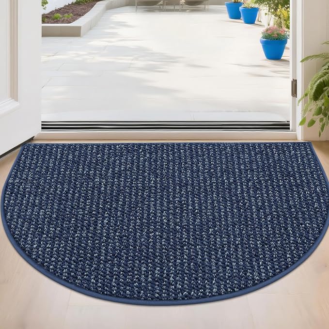 BEQHAUSE Dirt Trapper Door Mat 24" x 36" Half Circle Non Slip Rugs, Absorbent by BEQHAUSE