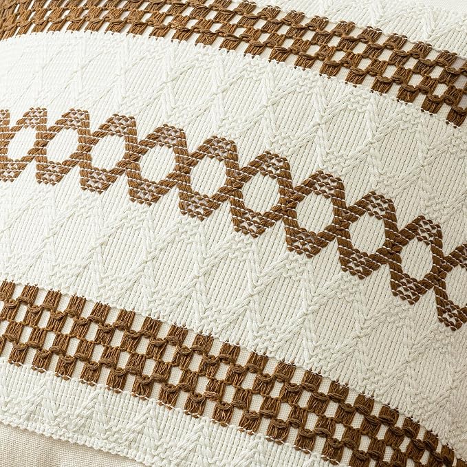 MIULEE Set of 2 Coco Brown Boho Decorative Pillow Covers 20x20 Inch | Farmhouse - Image 4