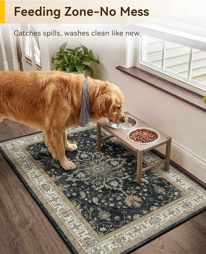 RELEANY Washable Area Rug, Small 2'x3', Water Repellent, Pet Friendly, Vintage - Image 3