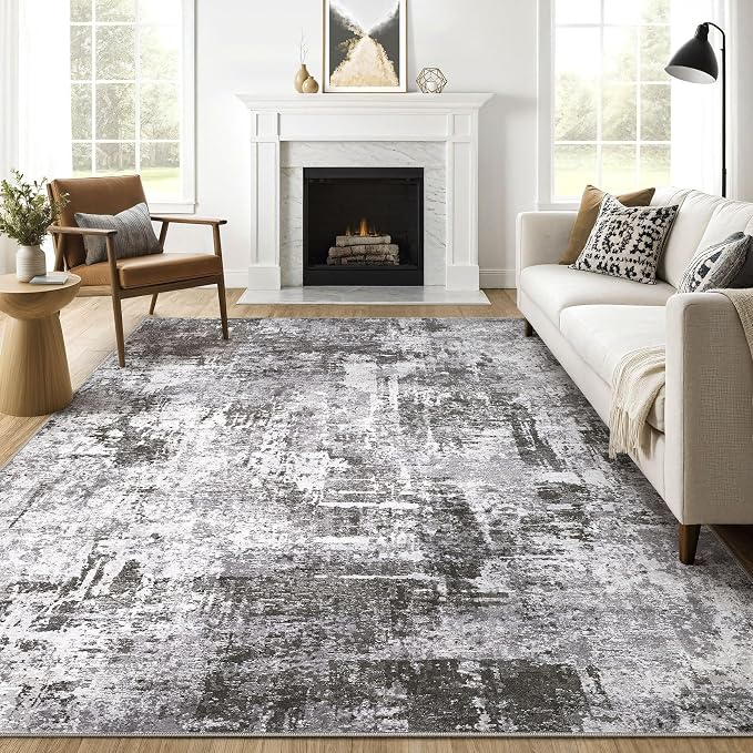 LOONGRUG 7x9 Area Rug Washable Large Neutral Modern Living Room Rugs | Abstract by LOONGRUG