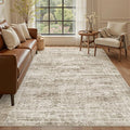 Soalmost 5x7 Area Rugs Brown Low Pile Washable Trendy Faded Style Rug | Vintage by Soalmost