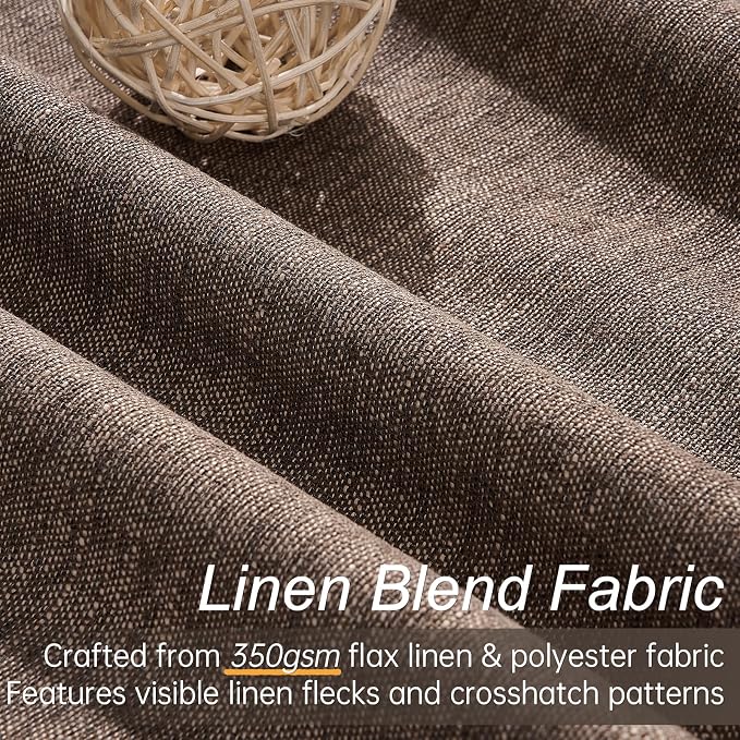 Topfinel Dark Brown 90 Inch Blackout Linen Curtains - Image 2