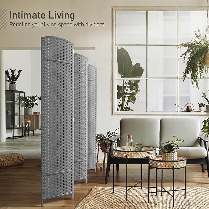 Sorbus 6 Panel Room Divider 6 ft. Tall - Privacy Screen, Extra Wide Double Hinged Panels, Mesh Hand-Woven Design, Partition Room Dividers and Folding Privacy Screens, Wall Divider for Room Separation