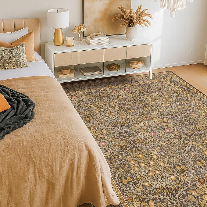 Washable Brown Oriental 5x8 Area Rug - Image 3