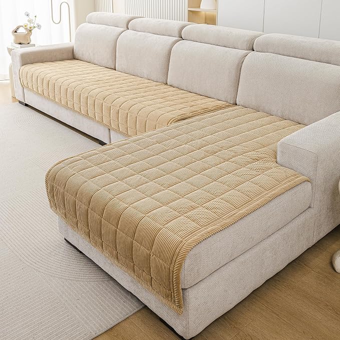 Velvet Couch Covers for Sectional Sofa Washable, Non-Slip L Shaped Sectional - Image 2