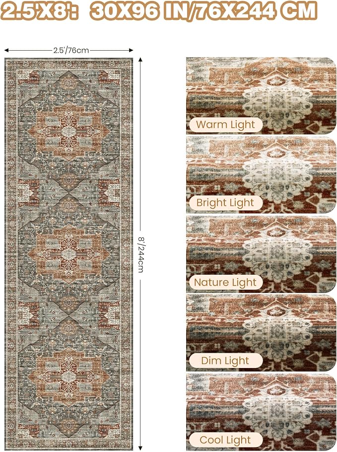 Kitchen Runner Rug Non Slip Washable Rugs 2.5x8, Carpet Runner - Image 2