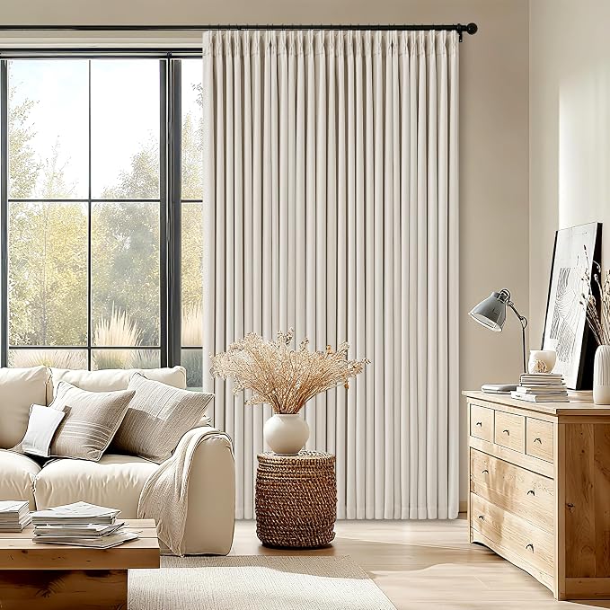 92 Inch Long Pinch Pleated Blackout Curtains Natural - Image 9