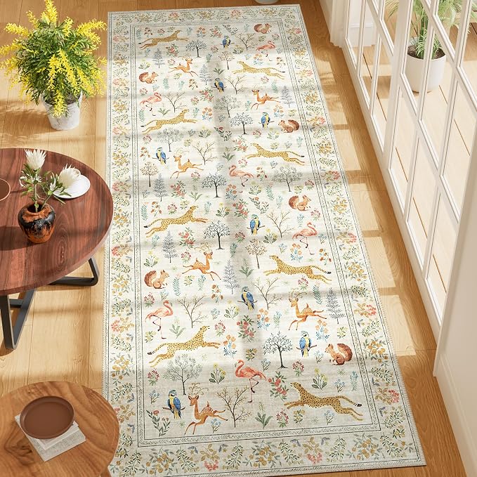DUKINO 3x7 Hallway Runner Rug, Non Slip Animal Kitchen Runner Rug, Low Pile - Image 3