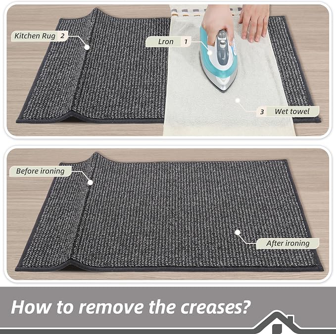 BEQHAUSE Kitchen Rugs and Mats 2PCS Non-Slip, Charcoal | Kitchen Mats - Image 9
