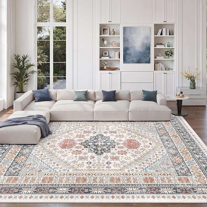 Pink Rugs for Bedroom-8x12 Area Rugs for Living Room, Dining Room, Low Pile by Zesthome