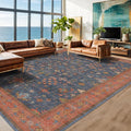 Washable Navy Blue Living Room Rug, 7x10 Area Rug by HazoHaus
