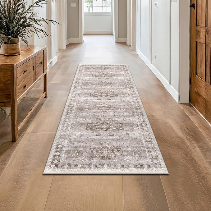 Boho 2x7 Long Runner, Neutral Farmhouse Hallway Rug, Small Throw Runners by HazoHaus