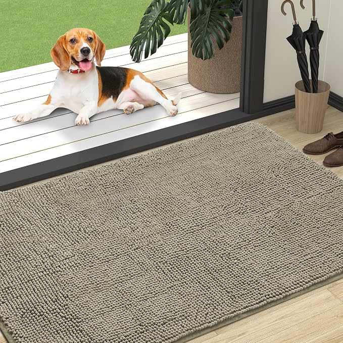 OLANLY Dog Door Mat for Muddy Paws 47x32, Super Absorbent Chenille Mud Mat | by OLANLY