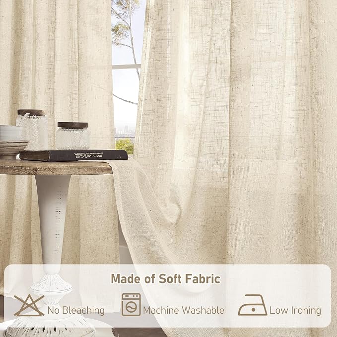 45 Inch Short Window Linen Curtains - Image 8