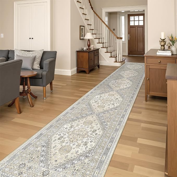 Washable Runner Rug 2.5x16, Non-Slip Long Kitchen Rugs, Soft Hallway Runner by Restydon