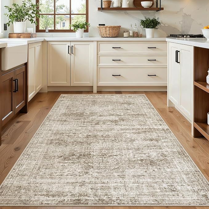 Soalmost 4x6 Area Rug for Living Room, Washable Rugs Non-Slip, Thin Foldable by Soalmost