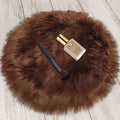 1.3ft Small Round Brown Rug, Thick Furry Fluffy Carpet by TENNOLA