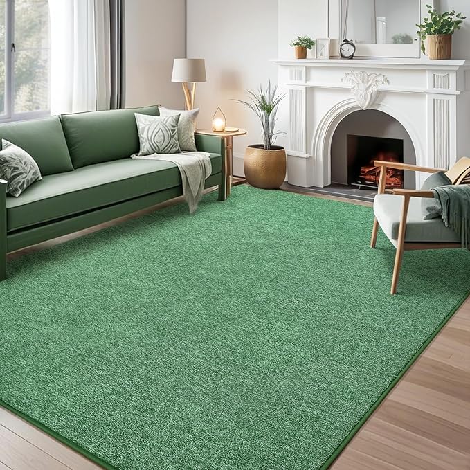 4x6 Area Rugs for Living Room Non Slip Dorm Bedroom Rug, Matte Green | Modern - Image 7