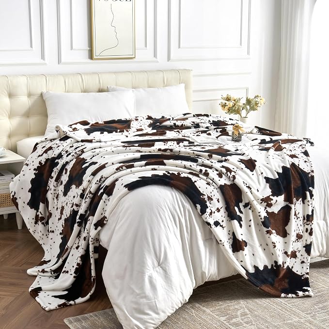 Edenleaf King Size Cow Blanket for Couch Bed, Soft Cozy Fleece Cow Printed - Image 3