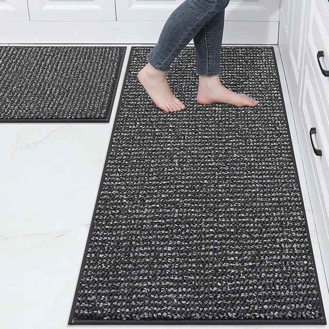BEQHAUSE Kitchen Rugs and Mats 2PCS Non-Slip, Charcoal | Kitchen Mats by BEQHAUSE