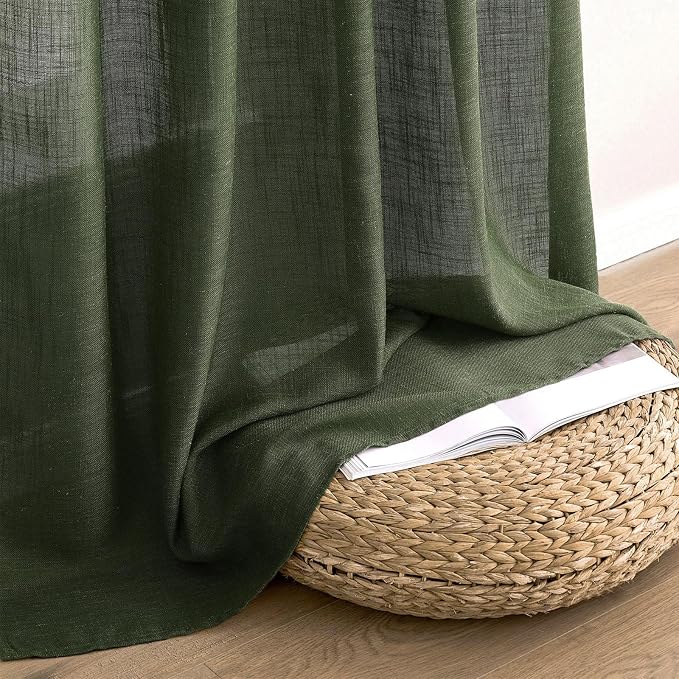 MIULEE Olive Green Linen Curtains 37x72 Inch 2 Panels - Image 7