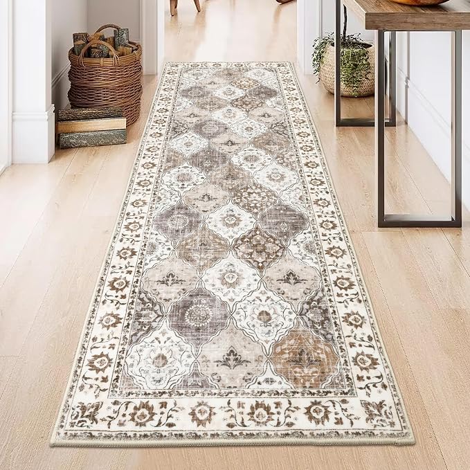 HEBE Hallway Runner Rug 2'x6', Washable Non Slip Kitchen Rug Runner | Soft Boho - Image 7