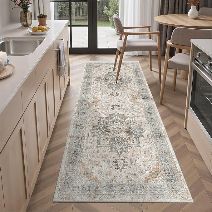 Madane Hallway Runner Rug 2x5 Washable Entry Rugs Soft, Light Taupe Brown | - Image 2