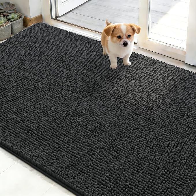 OLANLY Dog Door Mat for Muddy Paws 48x30, Super Absorbent Chenille Mud Mat | by OLANLY