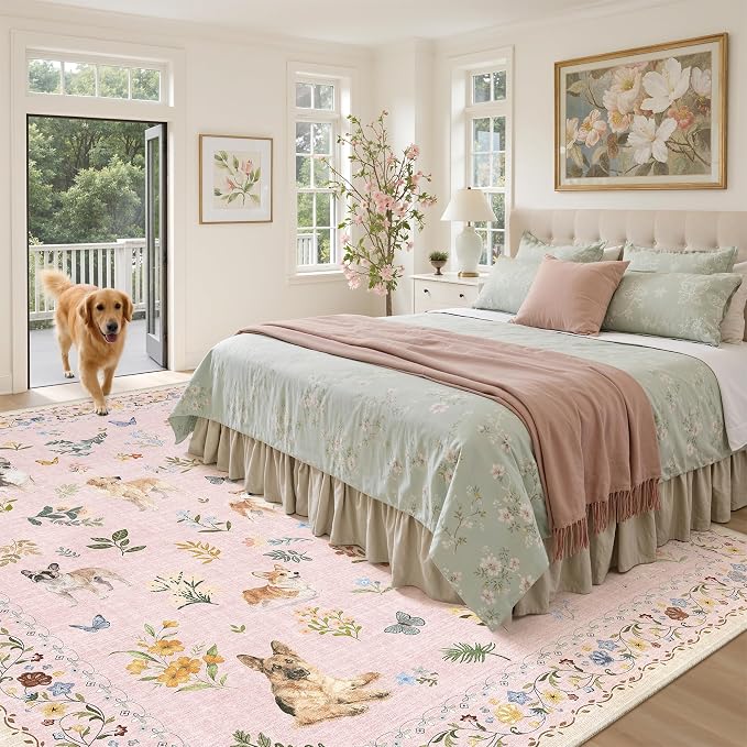 Soalmost Dog 9x12 Pink Area Rugs - Image 3