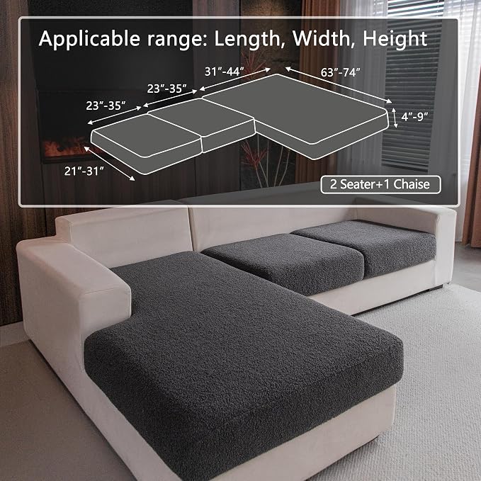 OHSIO Couch Cushion Covers for Sectional Sofa, Stretch Soft Sofa Slipcovers - Image 2