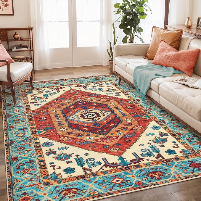 SERISSA 5x7 Washable Non Slip Boho Area Rug by SERISSAHomeDecorCollection