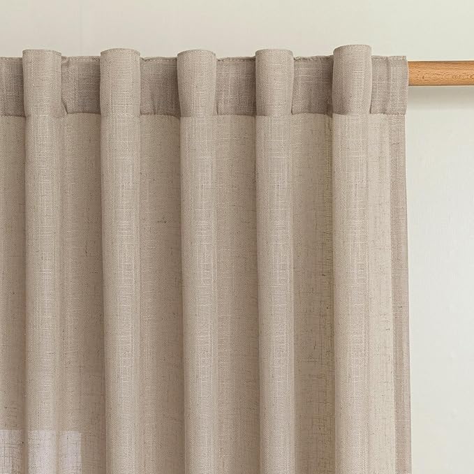 MYSKY HOME Taupe Curtains for Beroom Liivng Room 84 Inch Length 2 Panels Set - Image 3