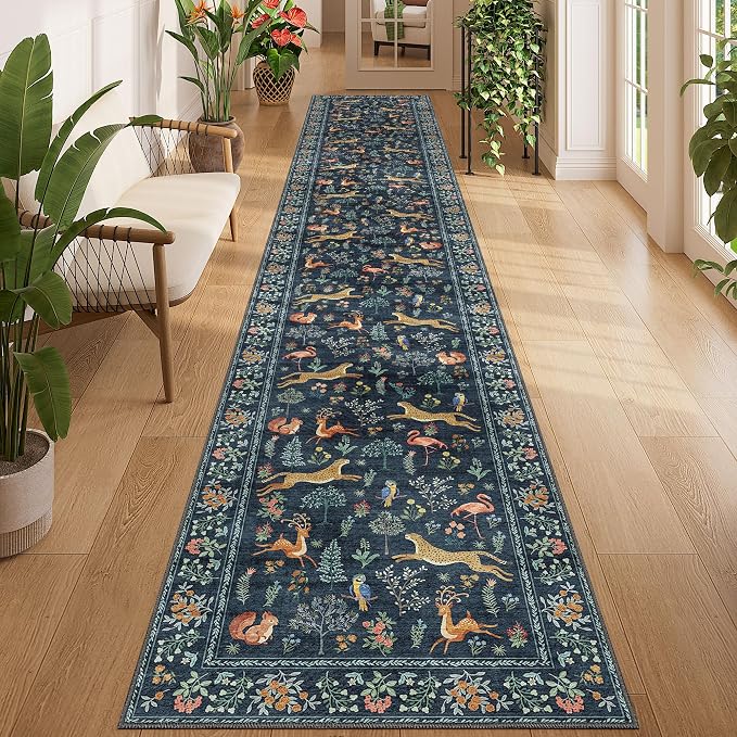 DUKINO 2x12 Washable Runner Rug, Non Slip Animal Rug by DUKINO