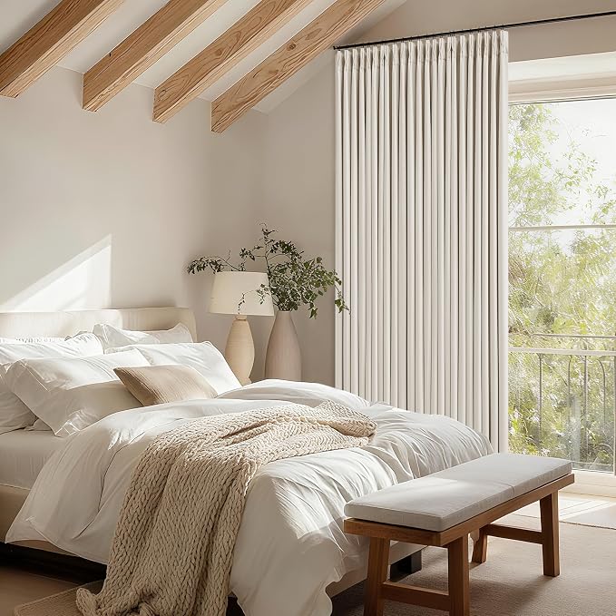 Natural Pinch Pleated Blackout 90 Inch Bedroom Curtain 70 Inch Wide 1 Panel | - Image 9