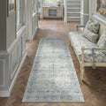 2x6 Light Blue Retro Floral Washable Runner Rug by HUGEAR