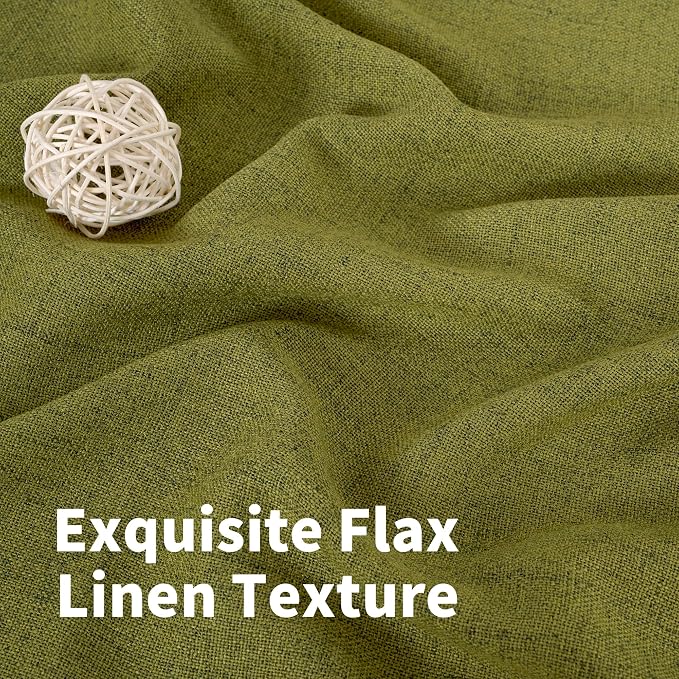 YoungsTex Olive Green Linen Curtains 63 Inches Length - Image 4