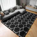 Area Rugs for Living Room, 5x8 Fluffy Black and White Bedroom Geometric Rug | by ONASAR