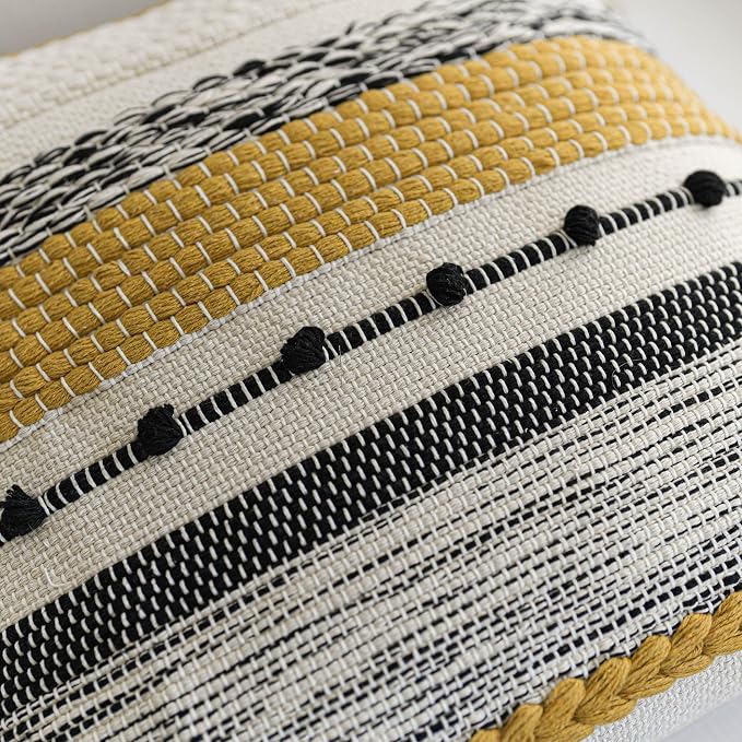 Yellow Mustard Decorative Throw Pillow Cover 18x18 Square Boho Accent - Image 3