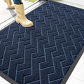 OLANLY Front Door Mat Outside 47x32, All-Season Absorbent Rubber Doormat | Blue by OLANLY