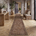 2'6''x12' Brick Red Vintage Floral Washable Runner Rug by HUGEAR