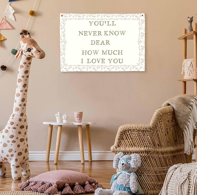Nursery Rectangular Canvas Banner-Boho Flag Wall Decor for Toddler Boy Girl Kids,Baby Room Above Crib Bedroom Playroom Reading Room Decor-Baby Shower Birthday Christmas Gift-You'll Never Know Dear