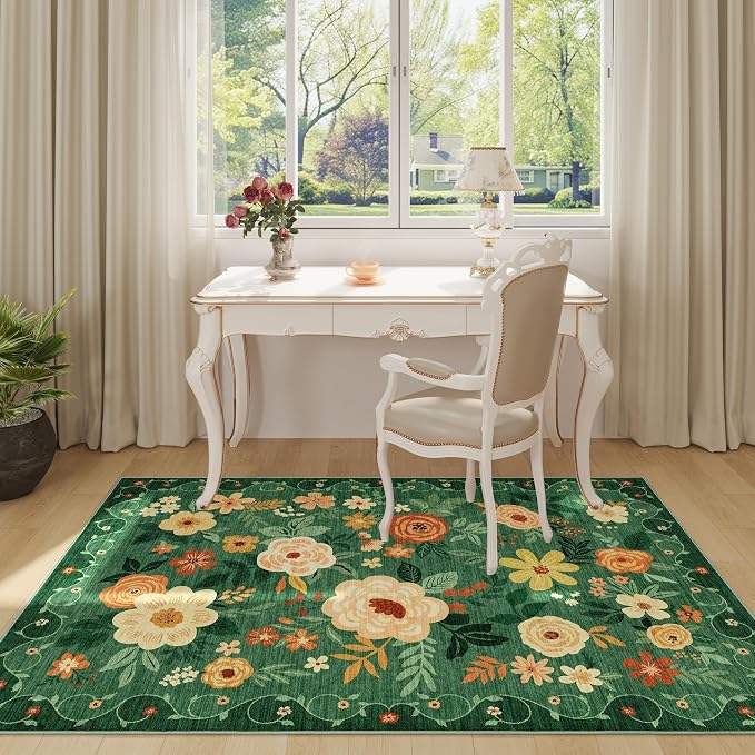 DUKINO 3x5 Area Rug, Floral Washable Rug - Image 3