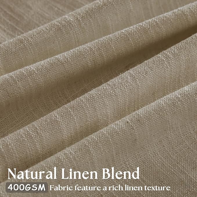 Greige 80 Inches Long Pinch Pleat Light Filtering Linen Window Curtains | Linen - Image 3