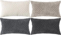 Set of 4 Grey White Taupe Decorative Throw Pillow Covers 12x20 Inch Corduroy by Cozoomy