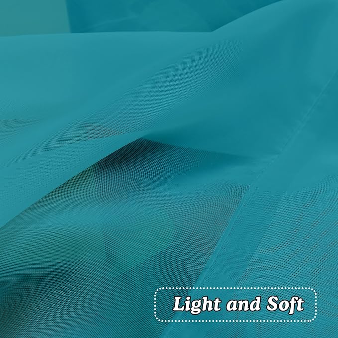 Turquoise Sheer Curtains 45 Inches Long 2 Panels, Light Filtering Sheer Curtains - Image 5